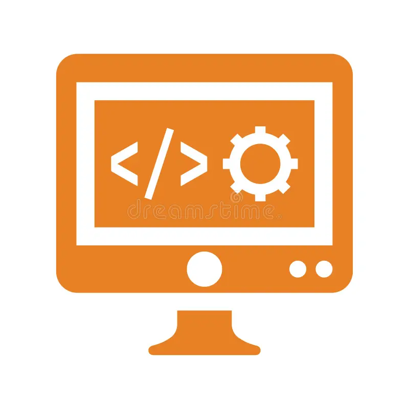 Custom Coding Developer Programming Icon Orange Color Vector Graphics Custom Coding Developer Programming Icon Isolated 219884955